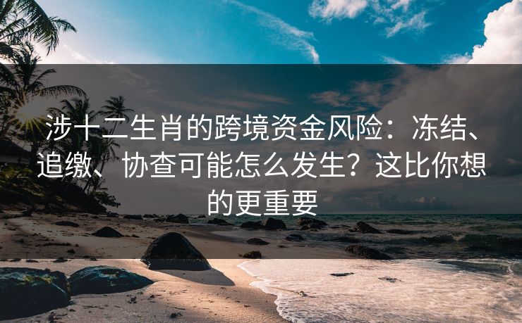 涉十二生肖的跨境资金风险:冻结、追缴、协查可能怎么发生?这比你想的更重要 涉十二生肖的跨境资金风险:冻结、追缴、协查可能怎么发生?这比你想的更重要