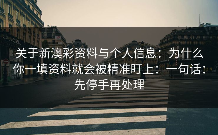 关于新澳彩资料与个人信息：为什么你一填资料就会被精准盯上：一句话：先停手再处理